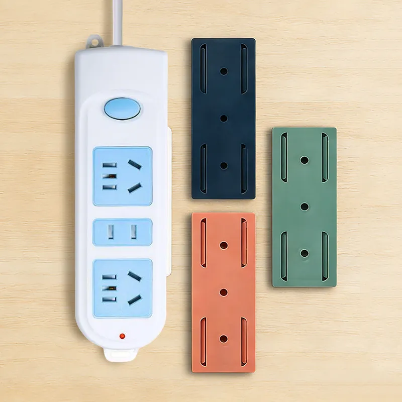 Self-Adhesive Power Strip Holder Wall Mount – No-Drill Socket Fixer & Cable Management Organizer for Surge Protector, WiFi Router, Remote Control, Kitchen Home Office